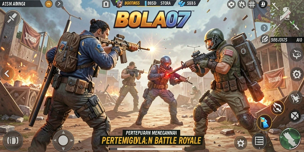 Gameplay seru di BOLA07, pertempuran intens Battle Royale.
