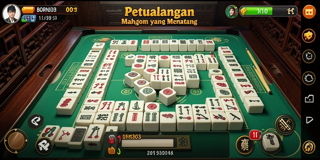 Tampilan gameplay seru dalam BORNEO303 yang penuh tantangan Mahjong.