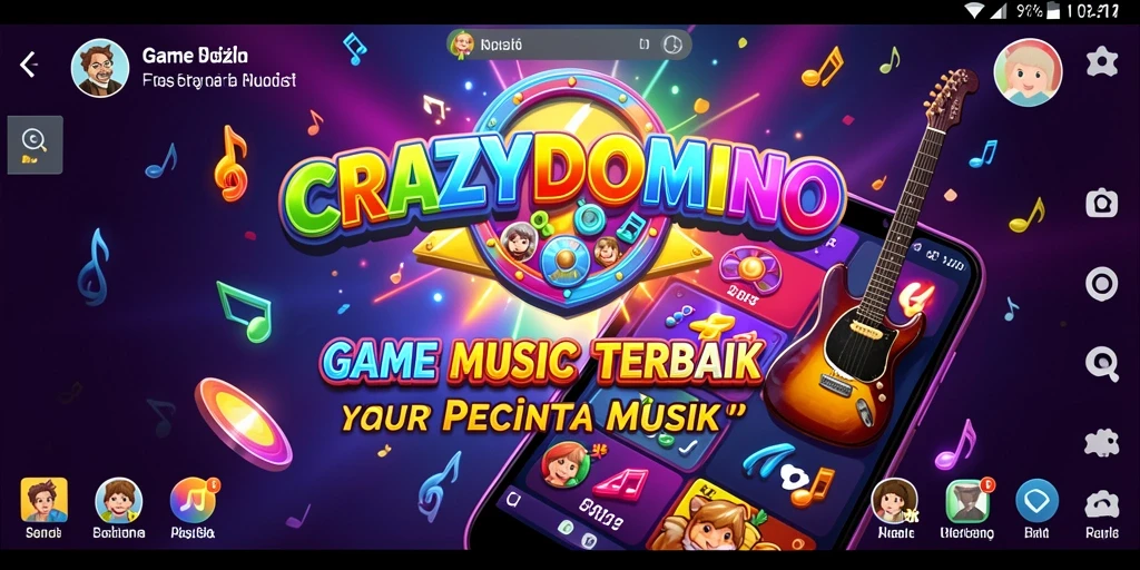 Tampilan gameplay seru di CRAZYDOMINO dengan ritme musik yang menarik.