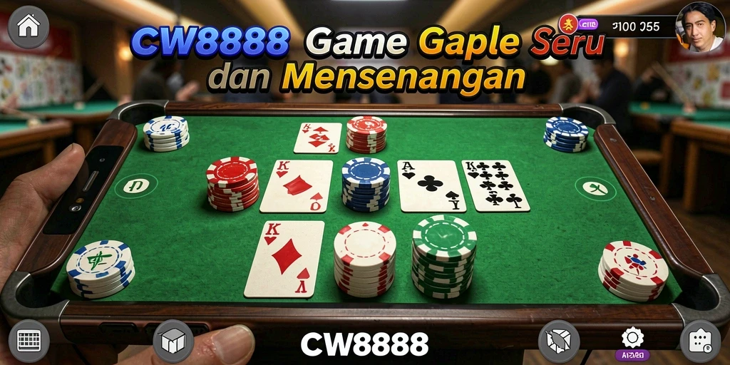 Screenshot utama CW8888 menampilkan momen seru bermain Gaple.