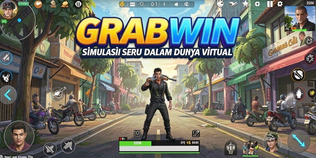 Screenshot utama GRABWIN menampilkan gameplay yang menarik dan penuh warna.