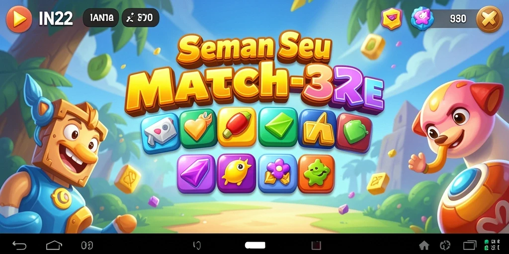 Tangkapan layar gameplay IN22 yang menunjukkan keseruan permainan Match-3.
