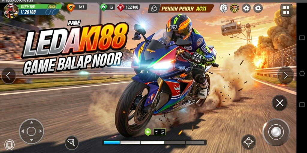 Gameplay menegangkan di trek balap motor LEDAK188.