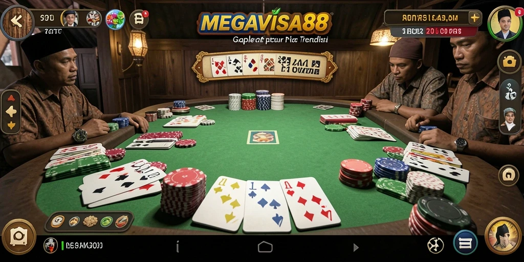 Tampilan gameplay seru dari MEGAVISA88, nikmati serunya bermain Gaple.