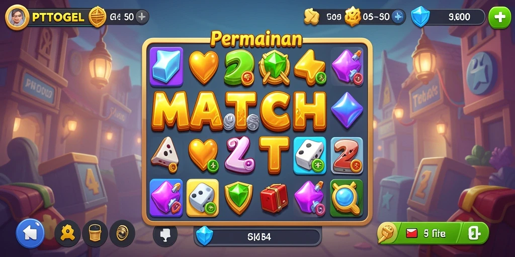 Tampilan gameplay seru PTTOGEL dengan elemen Match-3 yang menggembirakan.