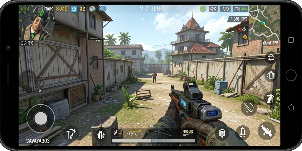 Tangkapan layar gameplay SAVAYA303 menampilkan aksi TPS yang mendebarkan.