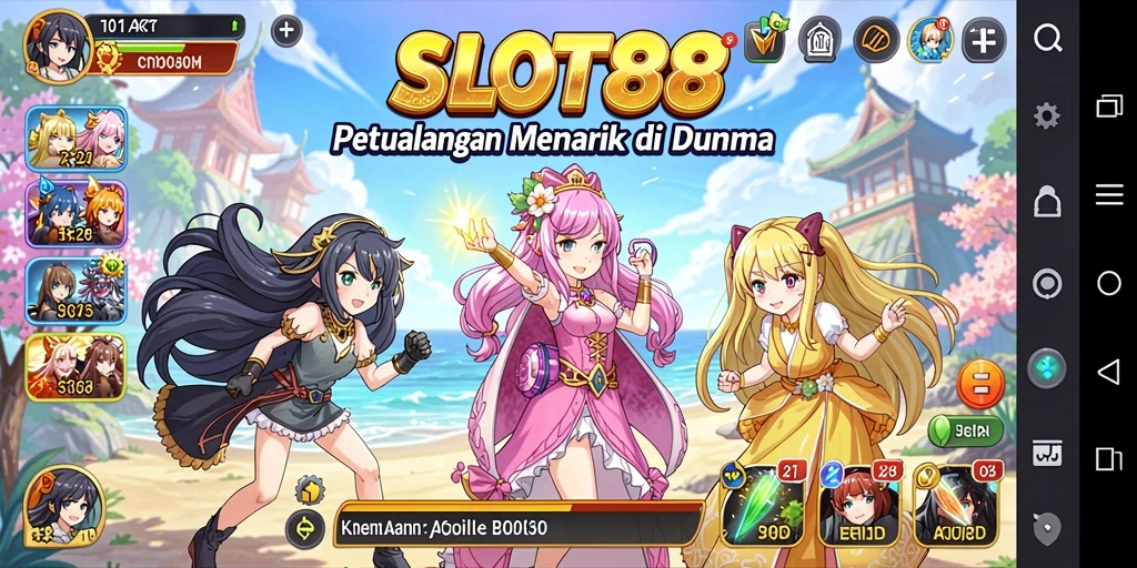 Screenshot utama SLOT88 menampilkan gameplay seru dengan karakter Anime.